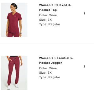 Jaanuu Women's Scrub Set 3X Wine